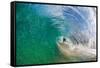 Water shot of a tubing wave off a Hawaiian beach-Mark A Johnson-Framed Stretched Canvas