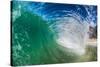 Water shot of a tubing wave off a Hawaiian beach-Mark A Johnson-Stretched Canvas