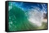 Water shot of a tubing wave off a Hawaiian beach-Mark A Johnson-Framed Stretched Canvas