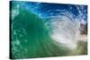 Water shot of a tubing wave off a Hawaiian beach-Mark A Johnson-Stretched Canvas