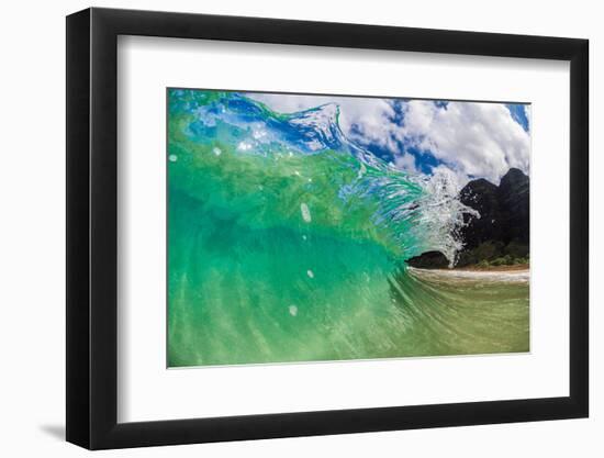 Water shot of a tubing wave off a Hawaiian beach-Mark A Johnson-Framed Photographic Print