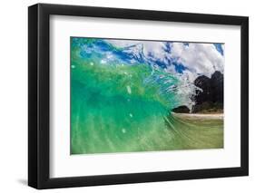 Water shot of a tubing wave off a Hawaiian beach-Mark A Johnson-Framed Photographic Print