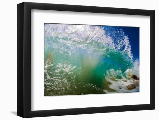 Water shot of a tubing wave off a Hawaiian beach-Mark A Johnson-Framed Photographic Print