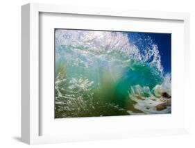 Water shot of a tubing wave off a Hawaiian beach-Mark A Johnson-Framed Photographic Print