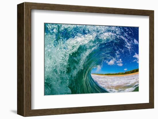 Water shot of a tubing wave off a Hawaiian beach-Mark A Johnson-Framed Photographic Print