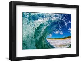 Water shot of a tubing wave off a Hawaiian beach-Mark A Johnson-Framed Photographic Print