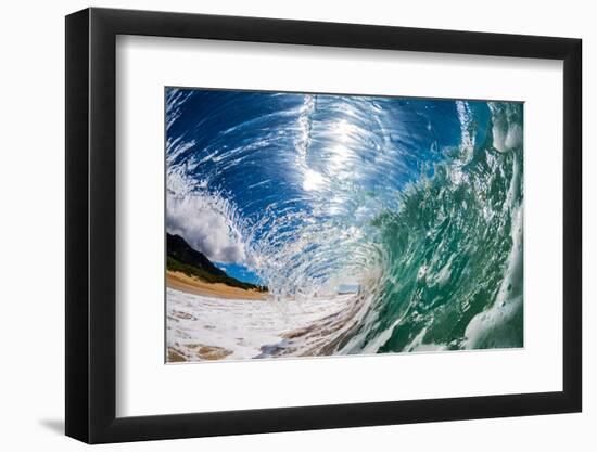 Water shot of a tubing wave off a Hawaiian beach-Mark A Johnson-Framed Premium Photographic Print