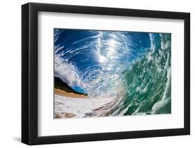 Water shot of a tubing wave off a Hawaiian beach-Mark A Johnson-Framed Premium Photographic Print