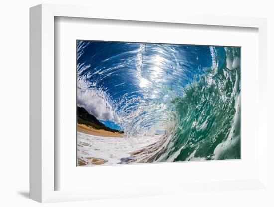 Water shot of a tubing wave off a Hawaiian beach-Mark A Johnson-Framed Photographic Print