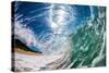 Water shot of a tubing wave off a Hawaiian beach-Mark A Johnson-Stretched Canvas