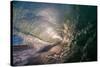 Water shot of a tubing wave off a Hawaiian beach-Mark A Johnson-Stretched Canvas