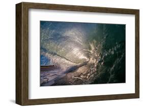 Water shot of a tubing wave off a Hawaiian beach-Mark A Johnson-Framed Photographic Print