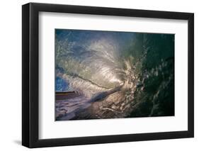 Water shot of a tubing wave off a Hawaiian beach-Mark A Johnson-Framed Photographic Print