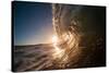 Water shot of a tubing wave off a Hawaiian beach-Mark A Johnson-Stretched Canvas