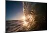 Water shot of a tubing wave off a Hawaiian beach-Mark A Johnson-Mounted Photographic Print