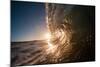 Water shot of a tubing wave off a Hawaiian beach-Mark A Johnson-Mounted Photographic Print