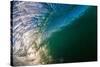 Water shot of a tubing wave off a Hawaiian beach-Mark A Johnson-Stretched Canvas