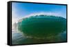 Water shot of a tubing wave off a Hawaiian beach-Mark A Johnson-Framed Stretched Canvas