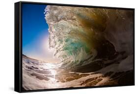 Water shot of a tubing wave off a Hawaiian beach-Mark A Johnson-Framed Stretched Canvas