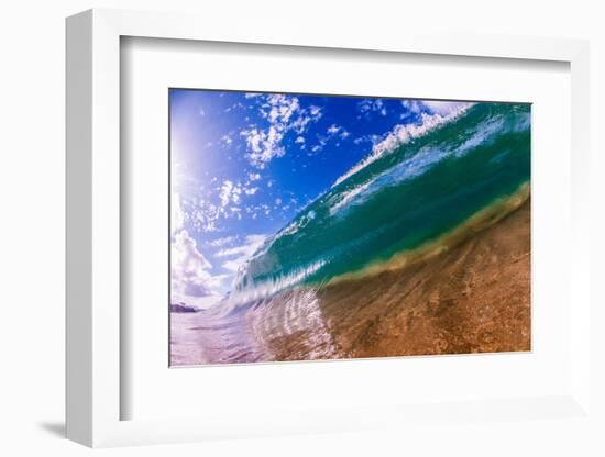 Water shot of a tubing wave off a Hawaiian beach-Mark A Johnson-Framed Photographic Print