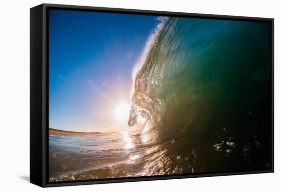 Water shot of a tubing wave off a Hawaiian beach-Mark A Johnson-Framed Stretched Canvas