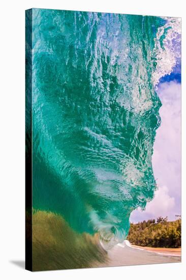 Water shot of a tubing wave off a Hawaiian beach-Mark A Johnson-Stretched Canvas
