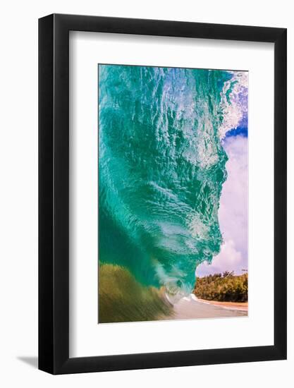 Water shot of a tubing wave off a Hawaiian beach-Mark A Johnson-Framed Photographic Print