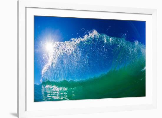 Water shot of a tubing wave off a Hawaiian beach-Mark A Johnson-Framed Photographic Print