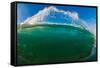 Water shot of a tubing wave off a Hawaiian beach-Mark A Johnson-Framed Stretched Canvas