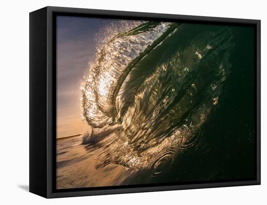 Water shot of a tubing wave off a Hawaiian beach-Mark A Johnson-Framed Stretched Canvas