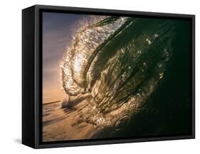 Water shot of a tubing wave off a Hawaiian beach-Mark A Johnson-Framed Stretched Canvas