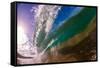 Water shot of a tubing wave off a Hawaiian beach-Mark A Johnson-Framed Stretched Canvas