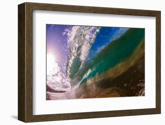 Water shot of a tubing wave off a Hawaiian beach-Mark A Johnson-Framed Photographic Print