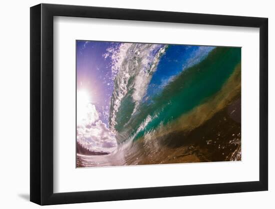 Water shot of a tubing wave off a Hawaiian beach-Mark A Johnson-Framed Photographic Print