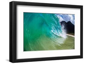 Water shot of a tubing wave off a Hawaiian beach-Mark A Johnson-Framed Photographic Print