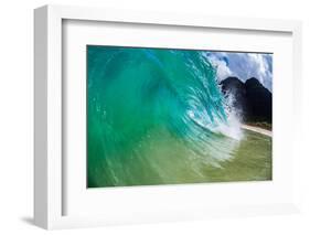 Water shot of a tubing wave off a Hawaiian beach-Mark A Johnson-Framed Photographic Print