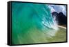 Water shot of a tubing wave off a Hawaiian beach-Mark A Johnson-Framed Stretched Canvas
