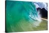 Water shot of a tubing wave off a Hawaiian beach-Mark A Johnson-Stretched Canvas