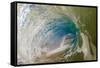 Water shot of a tubing wave off a Hawaiian beach-Mark A Johnson-Framed Stretched Canvas