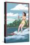 Water Skier and Lake-Lantern Press-Stretched Canvas