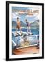 Water Skiers - Pewaukee Lake, Wisconsin-Lantern Press-Framed Art Print