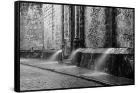 Water spraying from the wall of a cathedral, Catedral San Cristobal de la Habana, Plaza Vieja, H...-Panoramic Images-Framed Stretched Canvas