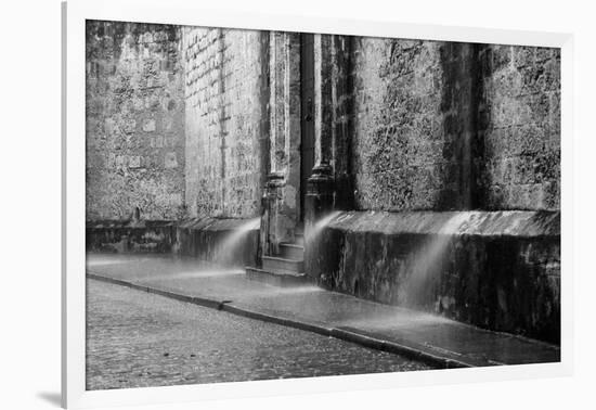 Water spraying from the wall of a cathedral, Catedral San Cristobal de la Habana, Plaza Vieja, H...-Panoramic Images-Framed Photographic Print