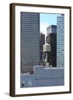 Water storage tank, New York City, USA. financial district, Manhattan. September 16, 2012-Gilles Targat-Framed Photographic Print