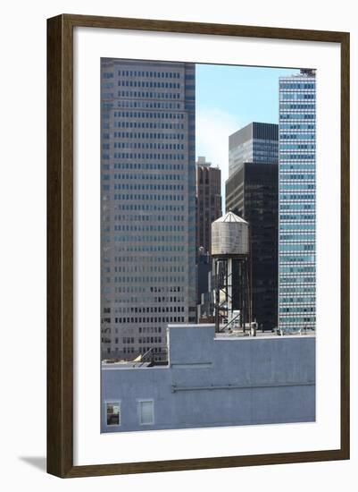 Water storage tank, New York City, USA. financial district, Manhattan. September 16, 2012-Gilles Targat-Framed Photographic Print