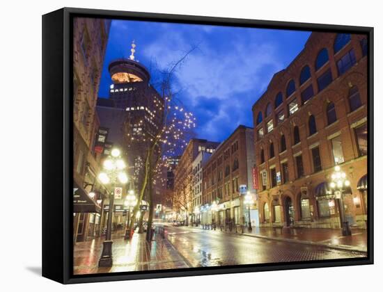 Water Street at Night, Gastown, Vancouver, British Columbia, Canada, North America-Christian Kober-Framed Stretched Canvas