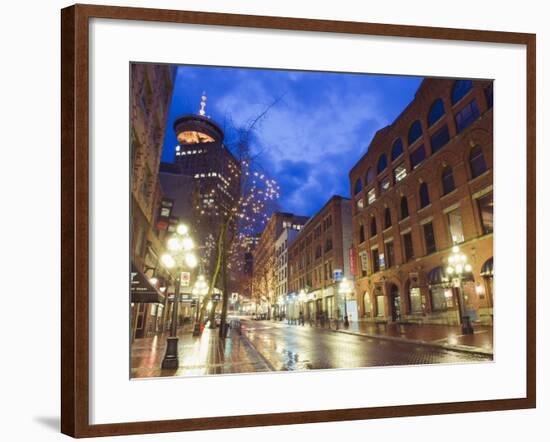 Water Street at Night, Gastown, Vancouver, British Columbia, Canada, North America-Christian Kober-Framed Photographic Print