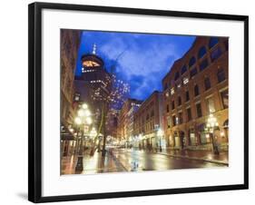 Water Street at Night, Gastown, Vancouver, British Columbia, Canada, North America-Christian Kober-Framed Photographic Print