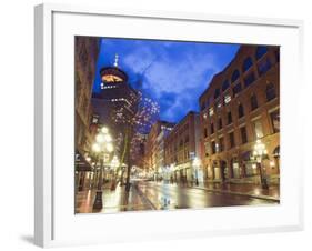 Water Street at Night, Gastown, Vancouver, British Columbia, Canada, North America-Christian Kober-Framed Photographic Print