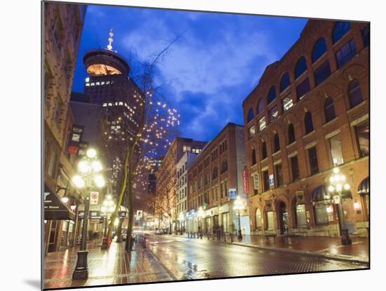 Water Street at Night, Gastown, Vancouver, British Columbia, Canada, North America-Christian Kober-Mounted Photographic Print